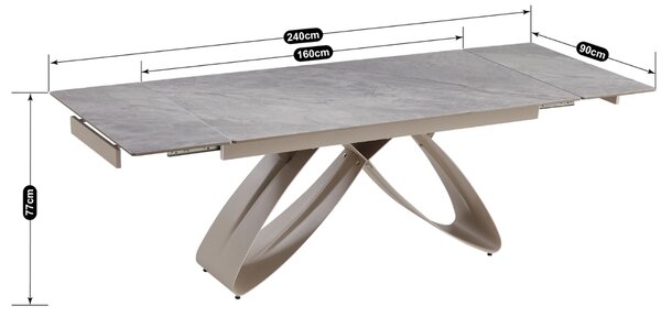 JAKS Rozkládací stůl Luigi 160 - 240 cm šedý mramor