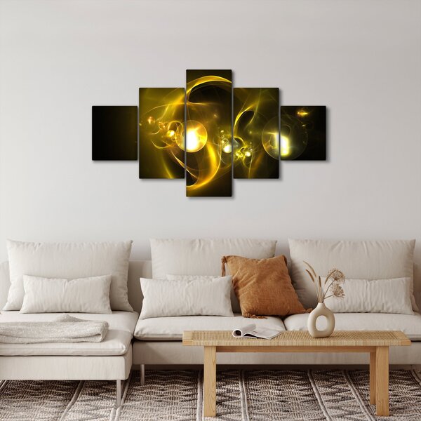 Abstraktní obraz žlutých koulí (125x70 cm)