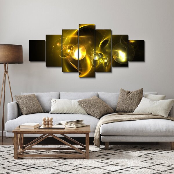 Abstraktní obraz žlutých koulí (210x100 cm)