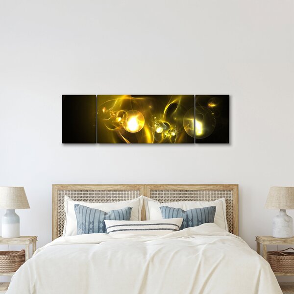 Abstraktní obraz žlutých koulí (170x50 cm)