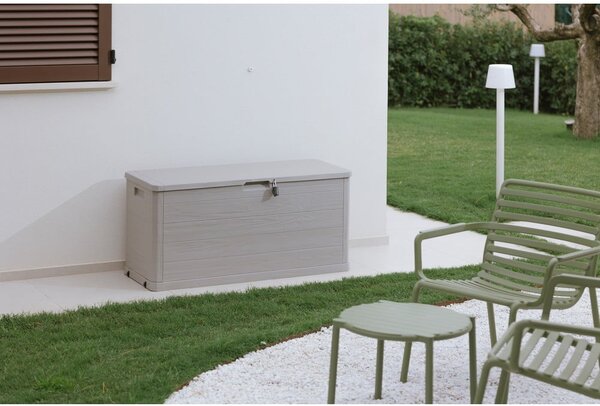 Světle šedý plastový zahradní úložný box Woodys – Toomax