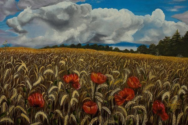 Ručně malovaný obraz od Marija Banha - "Pšeničné Pole", rozměr: 60 x 40 cm