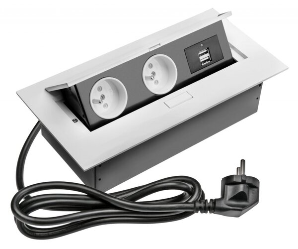 Výsuvná zásuvka s 2xUSB porty GTV AE-PBU2GU-10 bílá