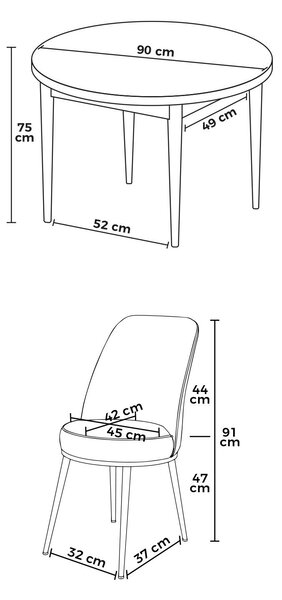 Jídelní set Torra (bílá + šedá) (pro 4 osoby)