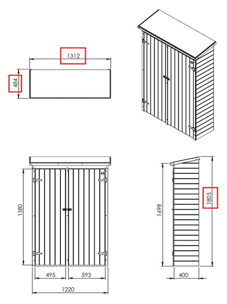 SKŘÍŇKA NA NÁŘADÍ 131/48/180 cm Ambia Garden, Online Only
