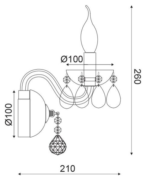 ACA Lighting Crystal nástěnné svítidlo BLK82041WCC