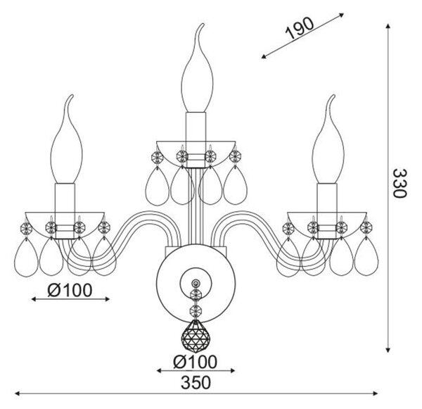 ACA Lighting Crystal nástěnné svítidlo BLK82043WWC