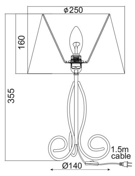 ACA Lighting Floor&Table stolní svítidlo KS1007T1WG