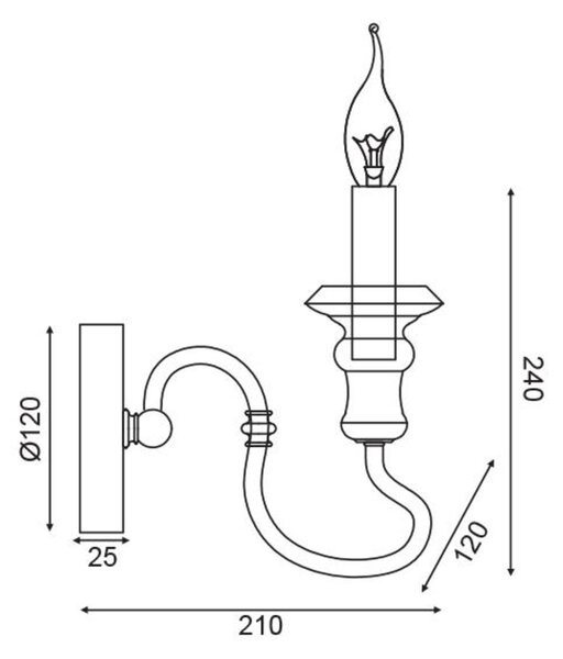 ACA Lighting nástěnné svítidlo 1XE14 antická/rez kov 12X21X24CM TOULOUSE EG171W12R