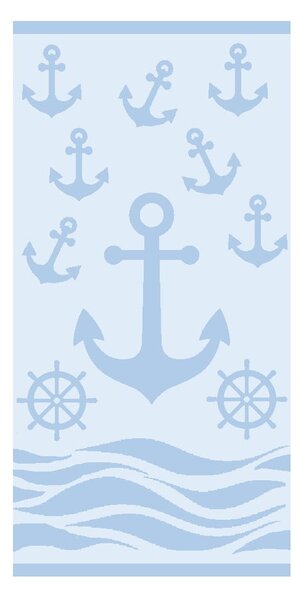 Světle modrá froté bavlněná plážová osuška 70x140 cm Anchor – B.E.S