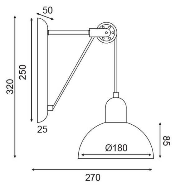 ACA Lighting nástěnné svítidlo 1XE14 šedá/bílý kov 27X18X32CM CEZANNE EG5791W26G
