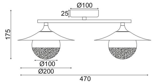 ACA Lighting nástěnné svítidlo 2XG9 měď/černý kov + sklo 20X47X18CM HYDRA HL4302W47BC