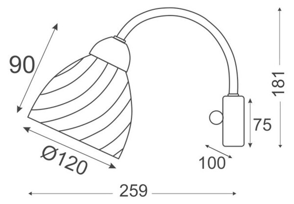 ACA Lighting Prim nástěnné svítidlo DLX7391WBR