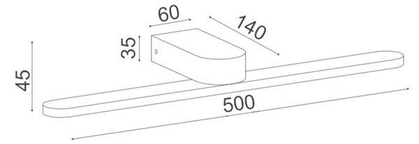 ACA Lighting nástěnné svítidlo LED 16W 3000K 1040LM černý kov IP44 50X12X4CM PHOEBE PN11LEDW50BK