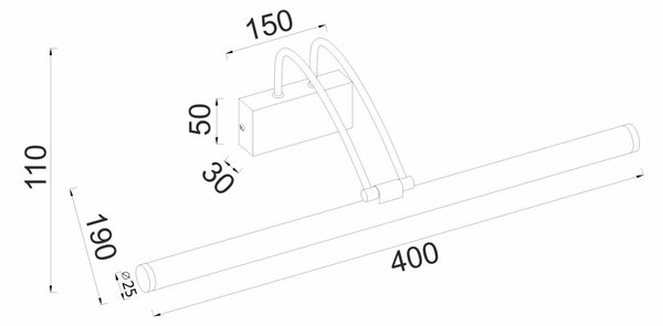 ACA Lighting nástěnné svítidlo LED 8W 3000K 520LM černá nerez ocel IP44 40X12X19CM ARIA PN17LEDW40BK