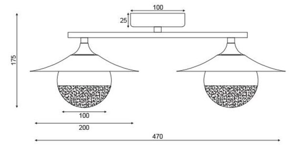 ACA Lighting nástěnné svítidlo 2XG9 mosaz / černá kov + sklo 20X47X18CM LAYLA HL4322W47BB
