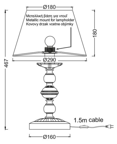 ACA Lighting Textile stolní svítidlo DL7611T