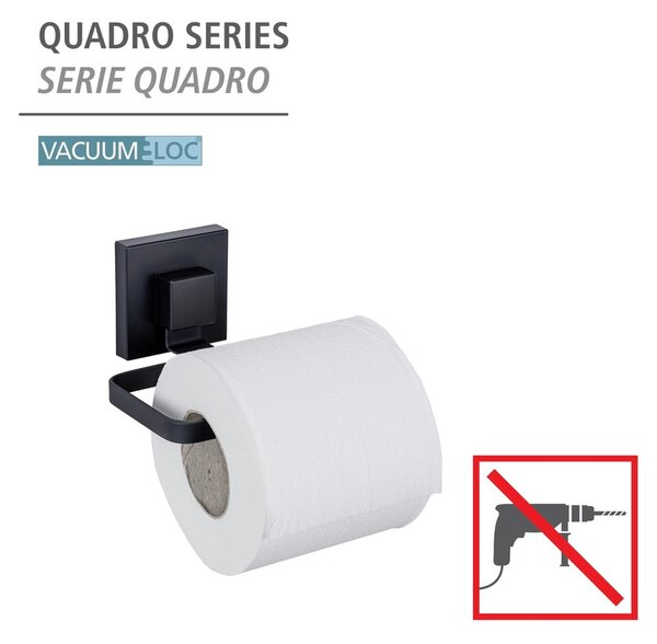 Černý samodržící držák na toaletní papír z nerezové oceli Quadro – Wenko