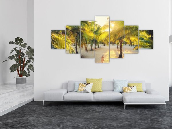 Obraz - Žena v palmách (210x100 cm)