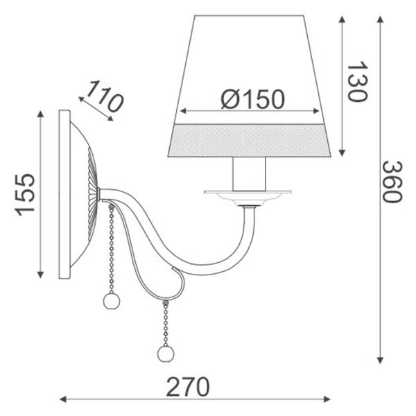 ACA Lighting Textile nástěnné svítidlo EG167281WBW
