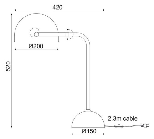 ACA Lighting Vintage stolní svítidlo ML306061T