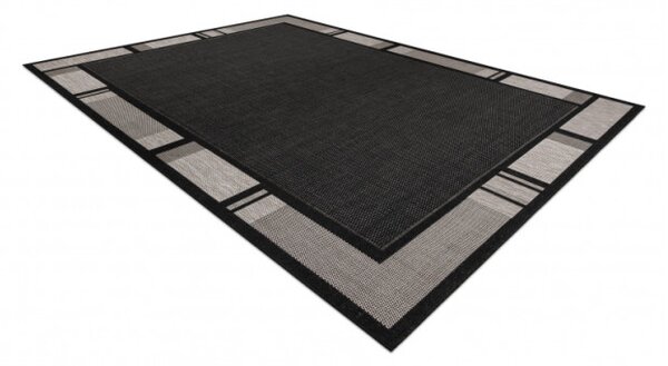 Koberec Floorlux sizal 20195 Černo/Stříbrný