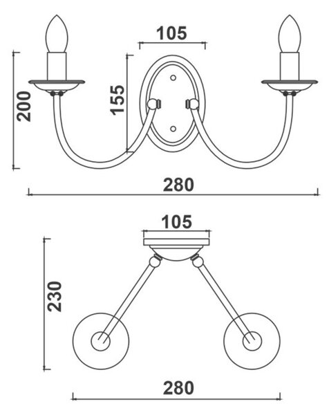 ACA Lighting Elegant nástěnné svítidlo DL9312WAG