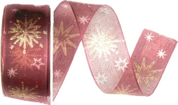 Stuha vánoční STARLIGHT BURGUMDY SHINE bordó 25mm x 2m (14,-Kč/m)