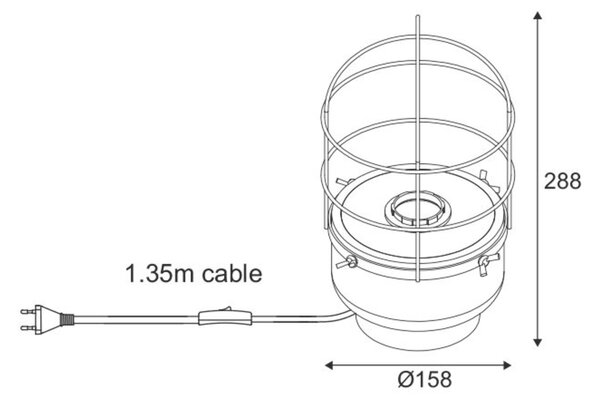 ACA Lighting stolní lampa 1XE27 červený beton + černý kov D16XH29CM EPOQUE MK331T16RB