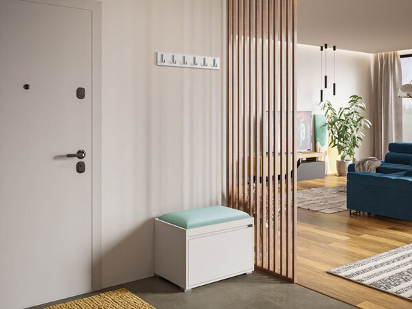 Nábytek do předsíně Konkor 60 + čalouněný nástěnný panel Pag 60x30, Barva: bílá, Barva látek:: Manila 09 5903211043970