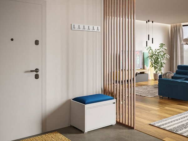 Nábytek do předsíně Konkor 60 + čalouněný nástěnný panel Pag 60x30, Barva: bílá, Barva látek:: Manila 09 5903211043970