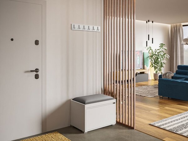 Nábytek do předsíně Konkor 60 + čalouněný nástěnný panel Pag 60x30, Barva: bílá, Barva látek:: Manila 09 5903211043970
