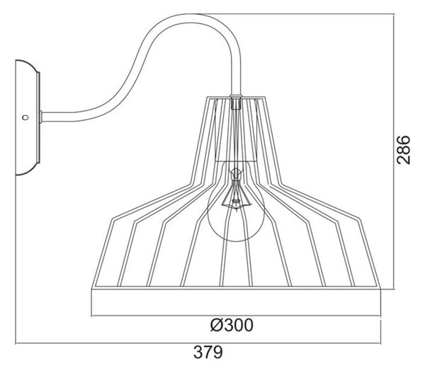 ACA Lighting Vintage nástěnné svítidlo KS1525W1BK