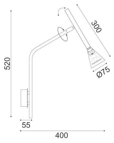 ACA Lighting nástěnné svítidlo 1XGU10 CLOUZOT zlatá kov IP20 40X52X8CM YL22801WGD