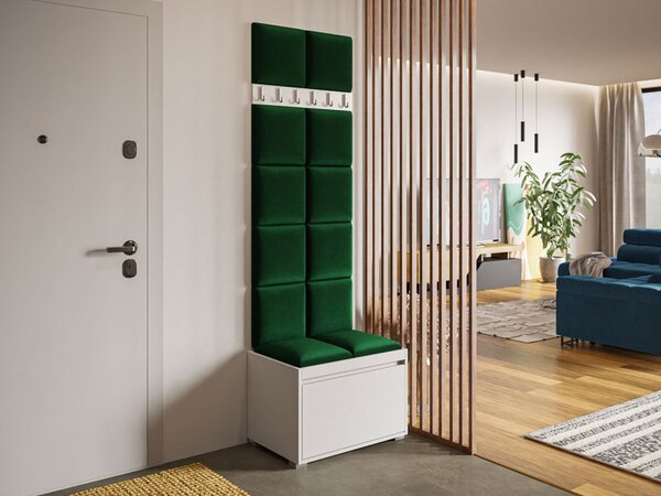 Nábytek do předsíně Konkor 60 + 12 kusů čalouněných nástěnných panelů Pag 30x30, Barva: bílá, barva: Manila 16 5903211044298