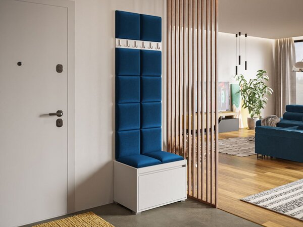 Nábytek do předsíně Konkor 60 + 12 kusů čalouněných nástěnných panelů Pag 30x30, Barva: bílá, barva: Manila 16 5903211044298