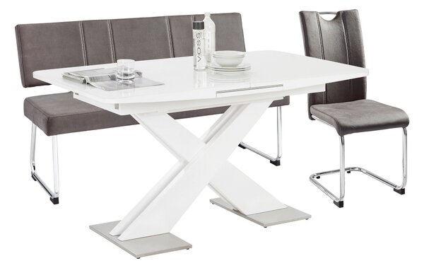 JÍDELNÍ STŮL, vysoce lesklá bílá, 140-175/85/76 cm Hom`in