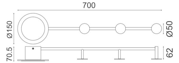 ACA Lighting nástěnné svítidlo a věšák na kabáty LED 7W 3000K 560lm černá 70X7X15CM VALENTINO ZM71LEDW70BK