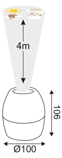 ACA Lighting 2 v 1 8W LED noční lampička + projektor se 4 vzory na USB nebo 3xAA BALLOON