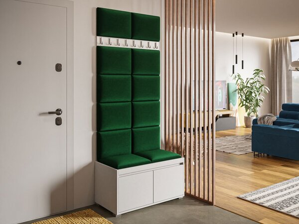 Nábytek do předsíně Konkor 80 + 12 kusů čalouněných nástěnných panelů Pag 40x30, Barva: bílá, Barva látek:: Manila 32 5903211200649