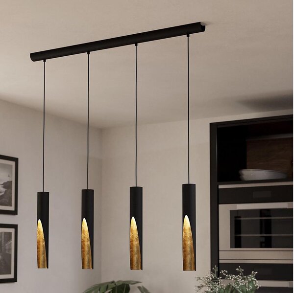 Eglo 900873 - LED Lustr na lanku BARBOTTO 4xGU10/4,5W/230V černá/zlatá