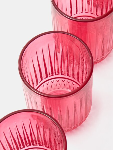 Sinsay - Sada žebrovaných sklenic 4 pack - sytě růžová