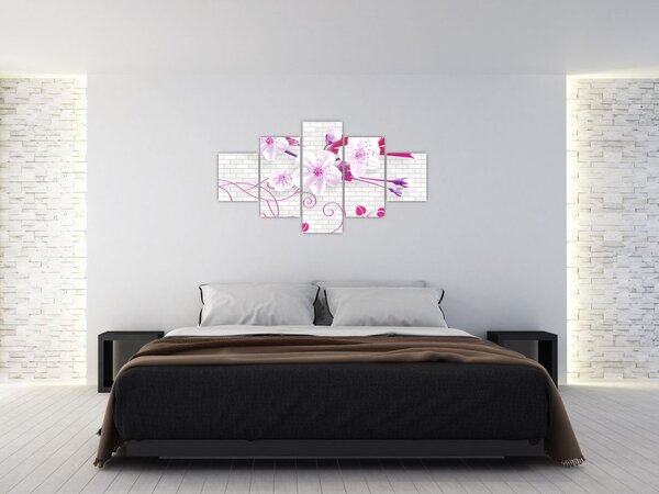 Obraz větévky s květy (125x70 cm)