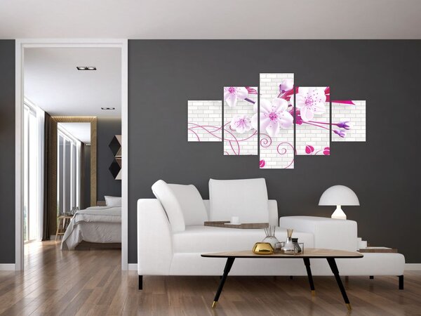 Obraz větévky s květy (125x70 cm)