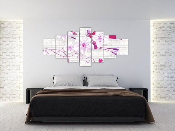 Obraz větévky s květy (210x100 cm)