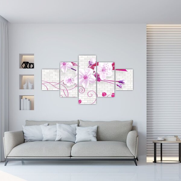 Obraz větévky s květy (125x70 cm)