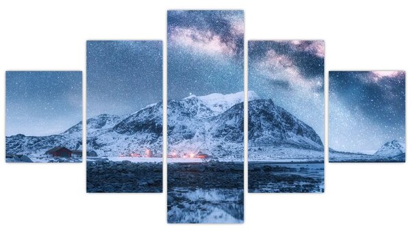 Obraz hor s hvězdnou oblohou (125x70 cm)