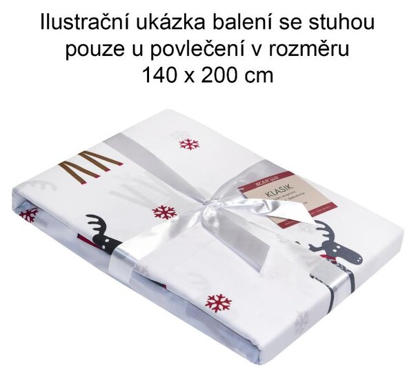 Povlečení KLASIK sobíci bílošedočervená 140 x 200/70 x 90 cm