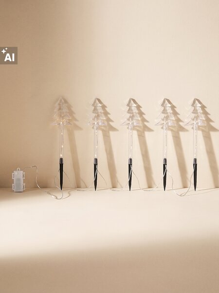 Sinsay - Sada zapichovacích LED zahradních světel s motivem vánočních stromků - clear