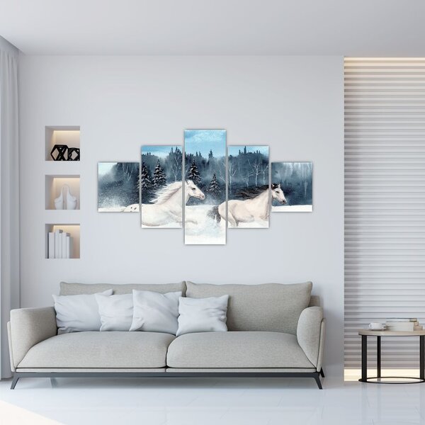 Obraz malovaných koní (125x70 cm)